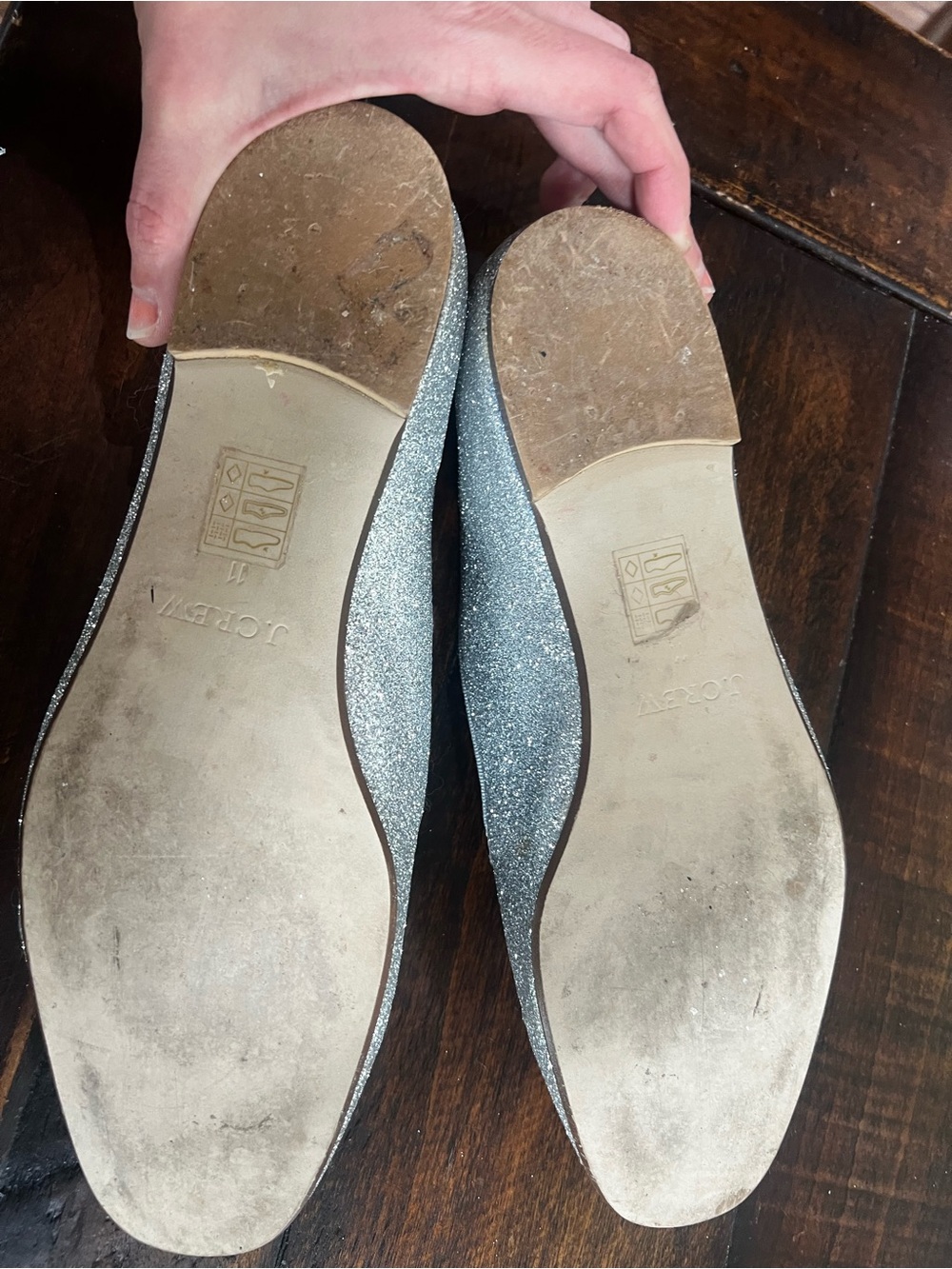 J. Crew Silver Glitter Smoking Loafer 11 Slip On Flats - Picture 3 of 8